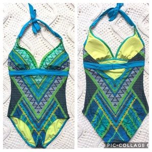 Prana Lahari One Piece Swimsuit Chevron Halter